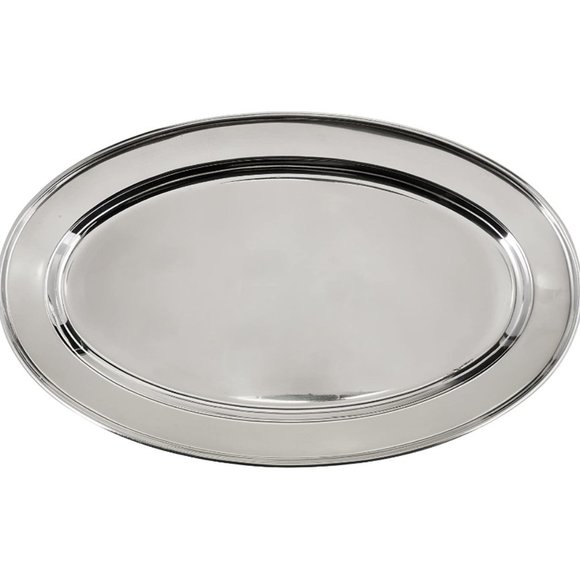 New Stainless Steel Serving Platter 14" Metal Tray Dinner BBQ Cookout - Picture 6 of 6